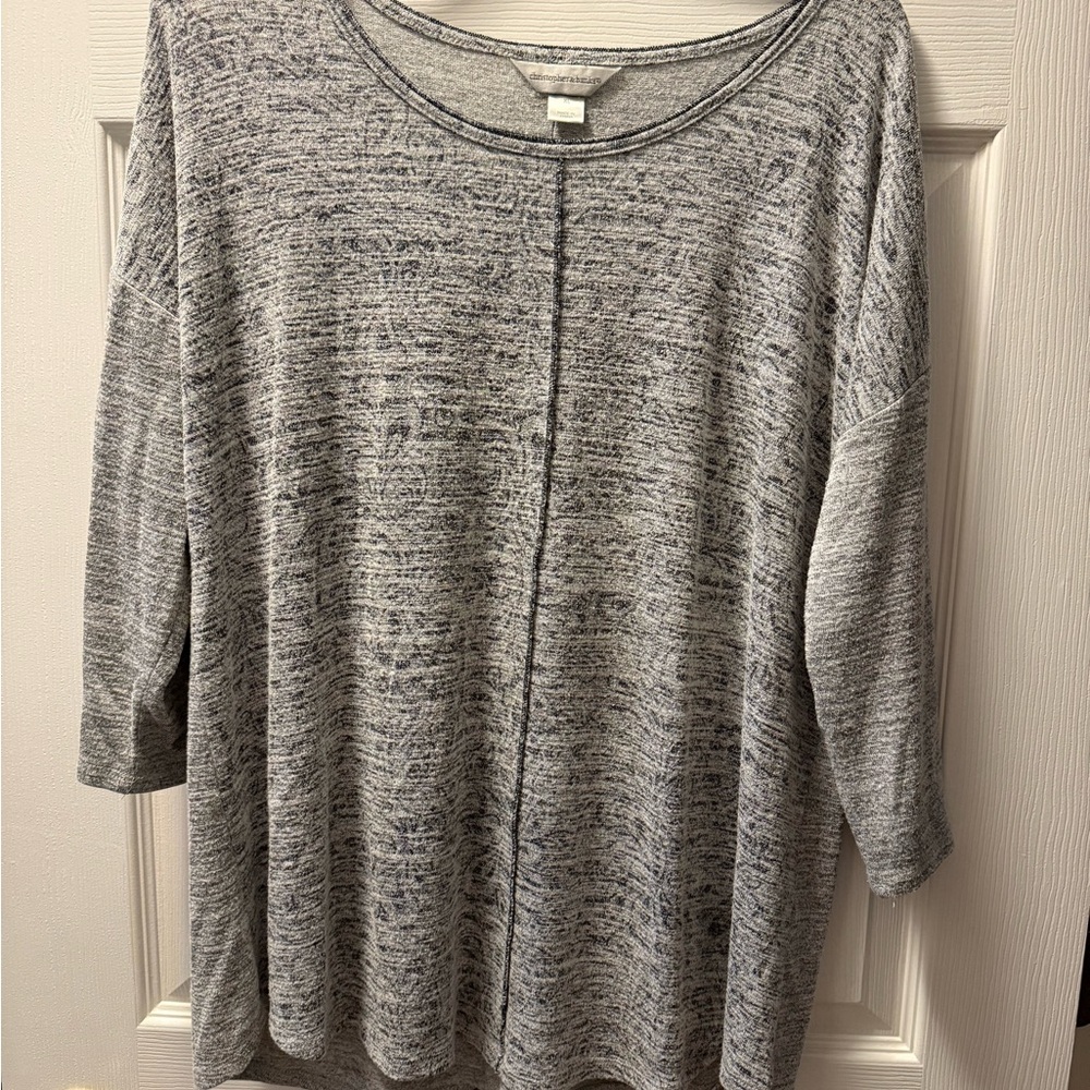 Christopher & Banks Heathered Gray Women's Pullover Top